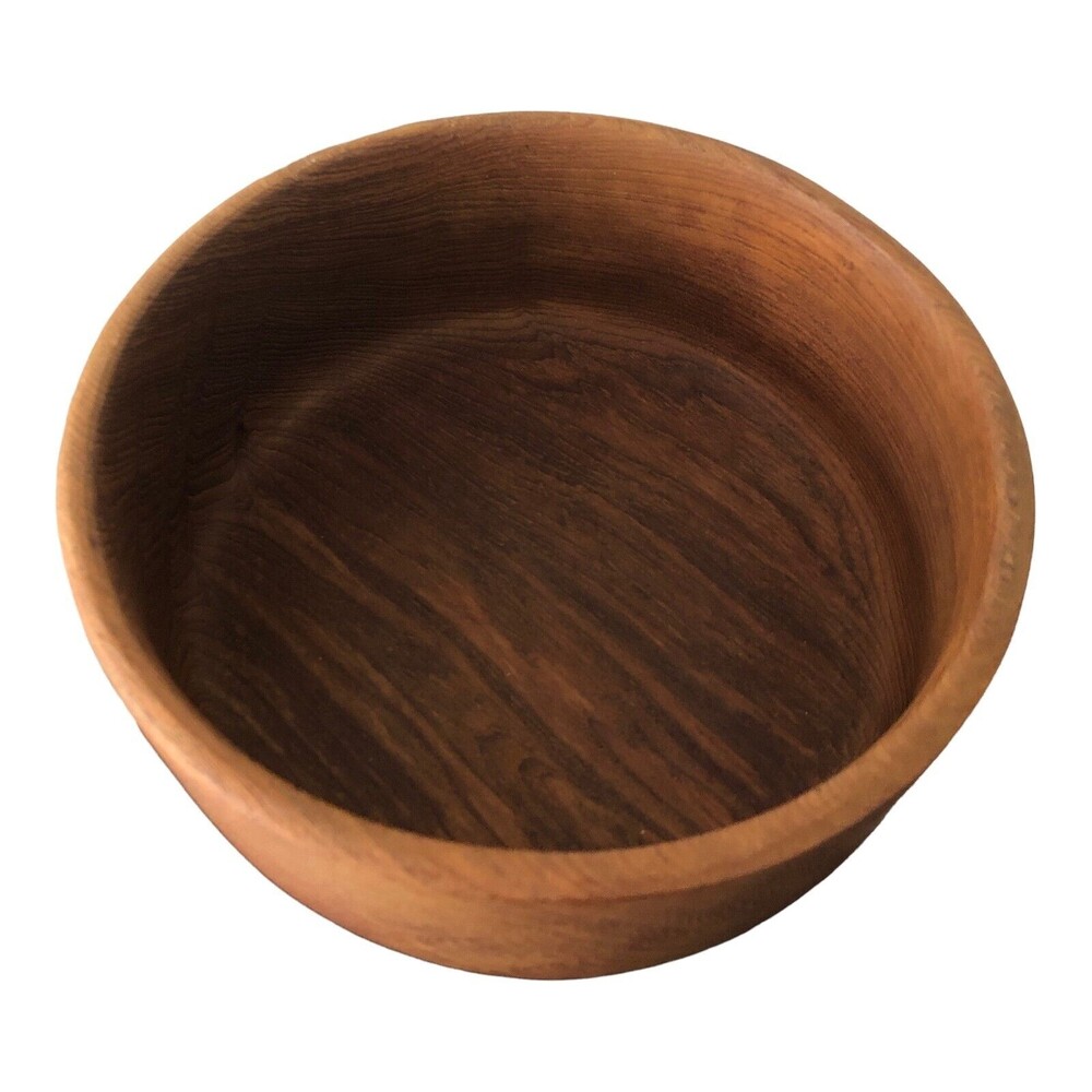 Vintage Handmade Decorative Brown Wood Salad Bowl Beautiful Grain 9.75" Cir x4"H